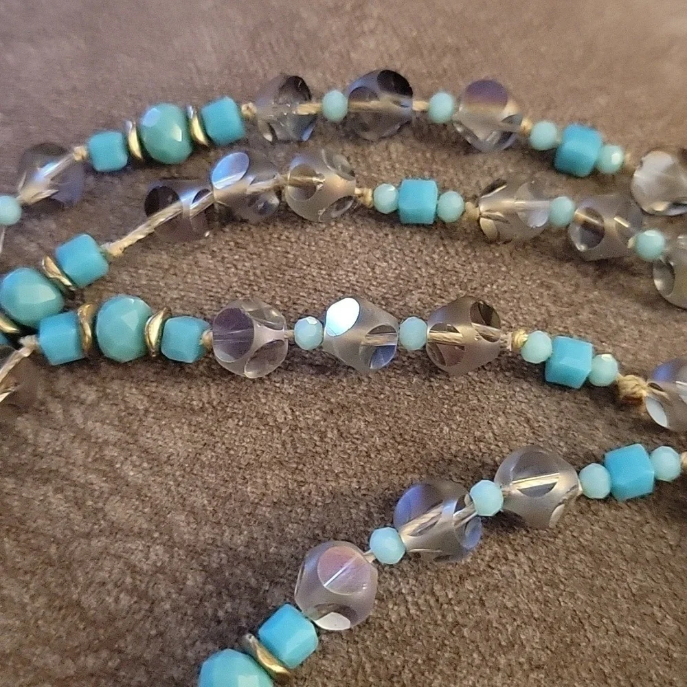 Handmade Long Vintage Czech Glass Knotted Necklace